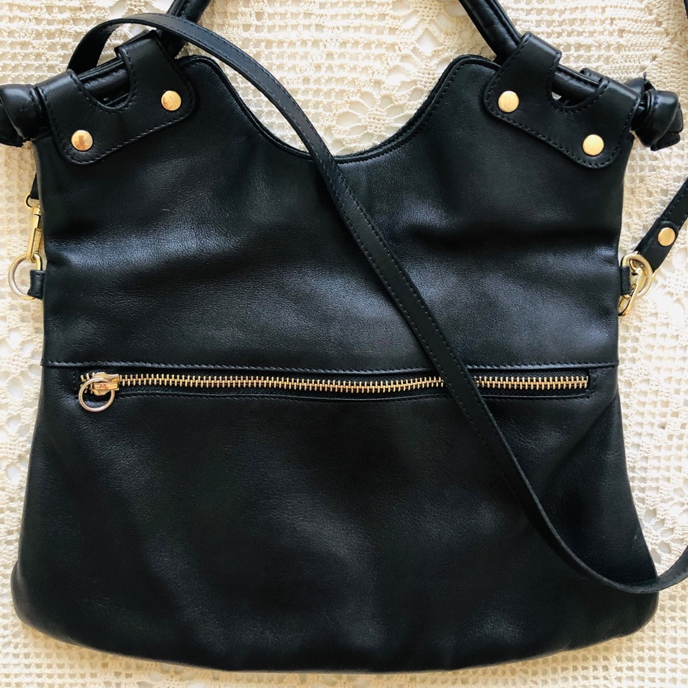 Pietro NYC Brooklyn Tote in Black Leather